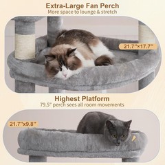 Tall Cat Tree Large Cat 80-inch Multi-Level Cat Tower Indoor Cats W/ Large