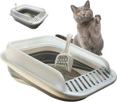 Low Entry Kitten Litter Box Collapsible Shallow Litter Box Senior Cats