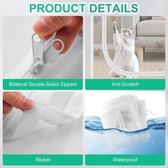 Cat Pet Mesh Screen Door Bilateral Zipper Fits 36×80 Inch Door Size White