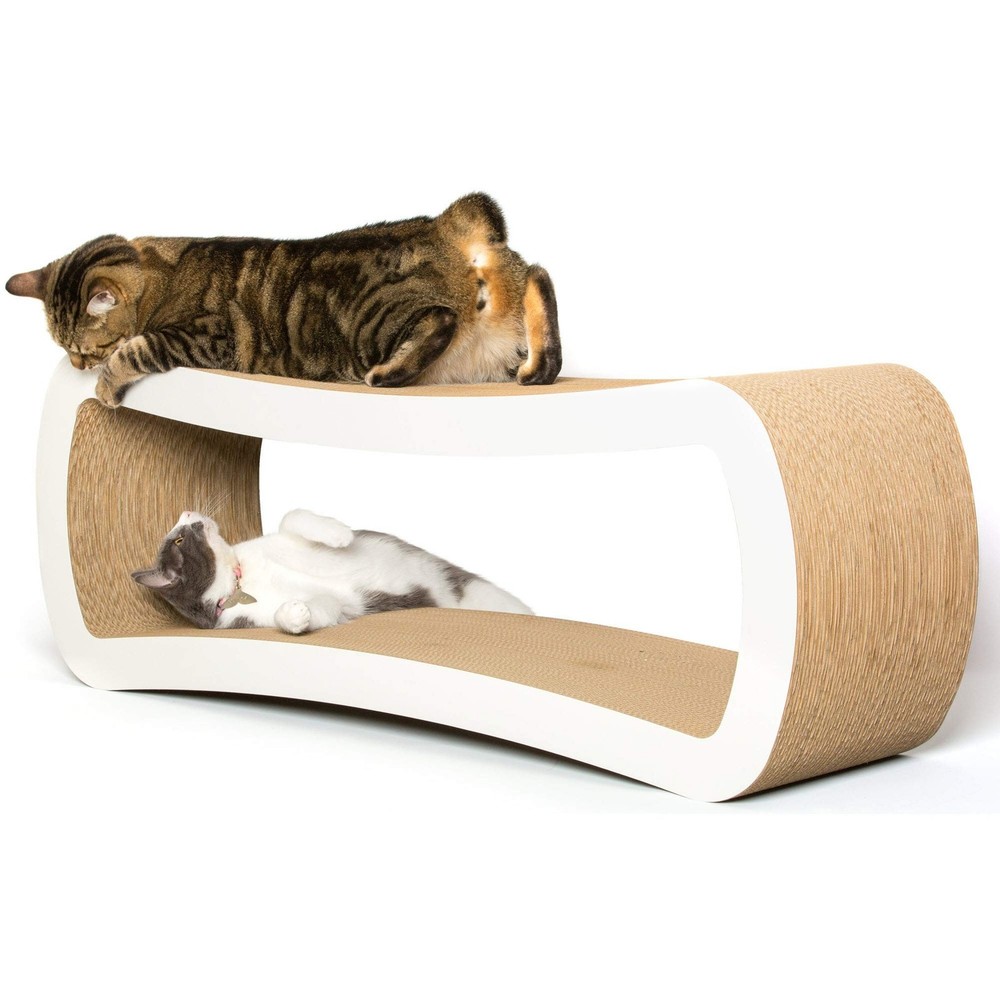 PetFusion Jumbo Cat Scratcher Lounge, White. 39 x 11 x 14 inch 4 Cardboard Sc…