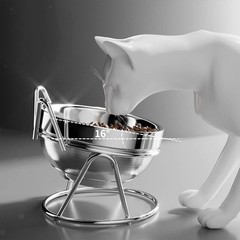 Elevated Cat Bowl Tilted Dog Feeder Nonslip Ergonomic Design Neck Protection