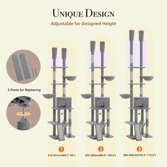 PAWZ Road Floor to Ceiling Cat Tree Tower with Dual Scratching Posts 85-112 Inch