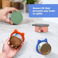 VAYRMEU 4 Pack Pet Food Can Cover Silicone Grey/Green/Blue/Orange