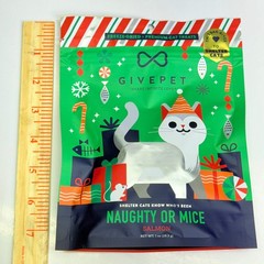 GIVEPET (3 PACK) Naughty Or Mice Salmon Premium Cat Treats 1 oz BB 08/27