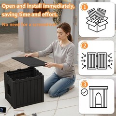 Cat Litter Box Enclosure, Waterproof Side Table Furniture, Black​