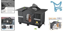 Outdoor Cat House Weatherproof Insulated Shelter for Stray Cats with Roof Window