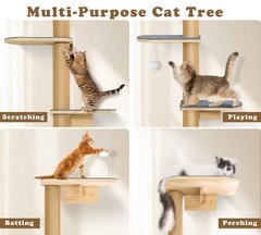 Floor to Ceiling Cat Tree for Kittens, 5-Tier Wall Mounted Cat Wall Shelves w…