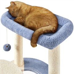 35in Cat Tree with Space Capsule Cat Furniture with Hanging Ball Scratch Post