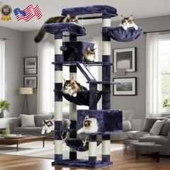 Cat Tree 71 Inch-Tall Tower for Indoor Cats with 2 Perches 2 Big Condos NEW