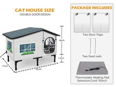 Weatherproof Heated Cat House for Outdoor Cats, Insulated Heating Cat House w…