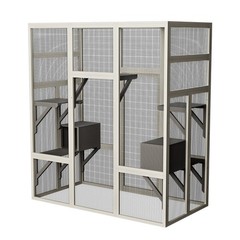 Large Outdoor Catio Wooden Cat House Enclosure with 5 Platform & 2 Resting Boxes