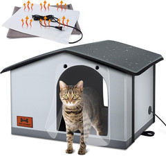 Heated Insulated Cat House for Indoor/Outdoor Use – Winter Shelter for Cats & Do