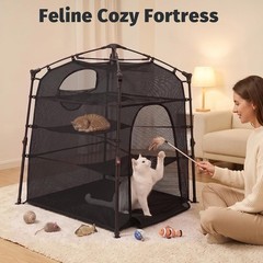 Catio Outdoor Cat Enclosure Pop up Cat Tower Tent Cat Playpen w/Breathable Mesh
