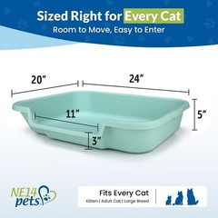 Large Green Open Top Litter Box for Senior Cats – KittyGoHere Comfort Solution