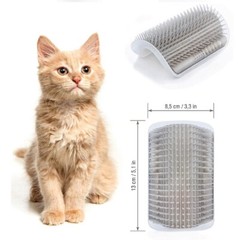 Cat Massage Comb Self Groomer Wall Brush Corner Face Scratcher Catnip Holder.