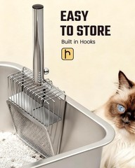 Ergonomic XL Cat Litter Scoop – Stainless Steel with Deep Shovel Design for Cats