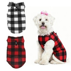 Dogs Fleece Vest Sweater XL Plaid Red Black/Black White 2Pack