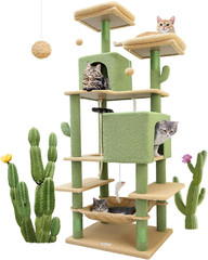 F76 Cactus Cat Tree Tower | 76-Inch Extra Tall Multi-Level Cat Furniture with Co
