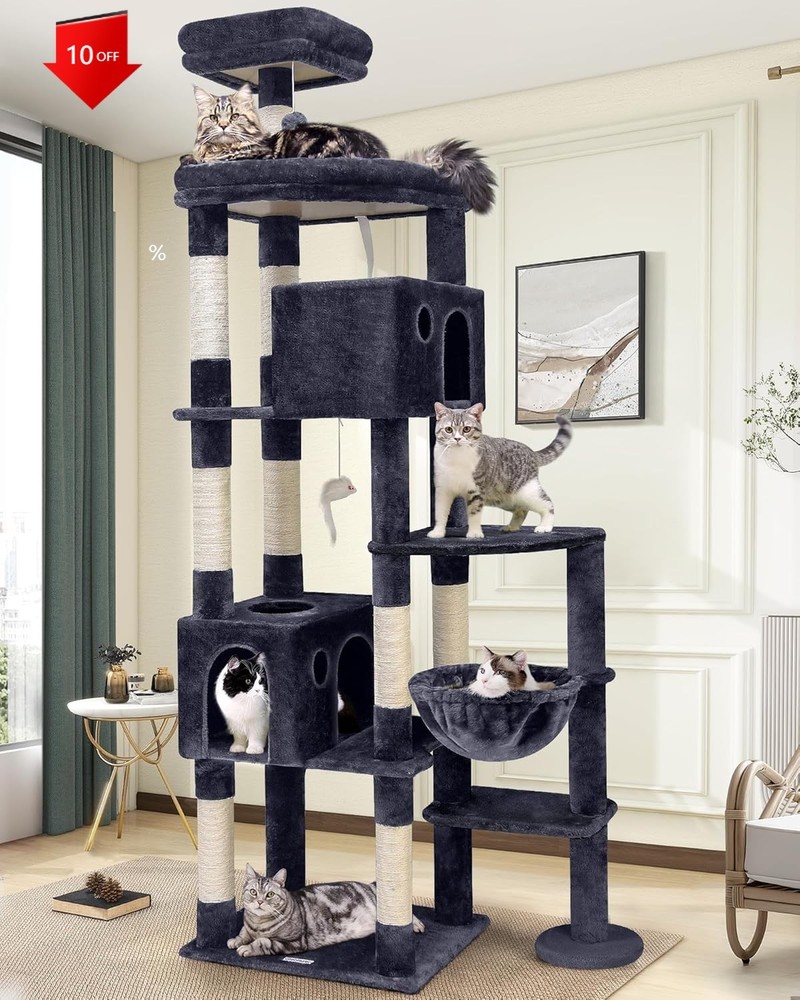 NEW, Giant Cat Tree, 83 inch Cat Tree for Indoor Cats Large Adult, Dark Grey！