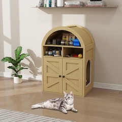 Discreet Litter Box Cabinet: Hides the Box, Traps Odors & Organizes All Supplies