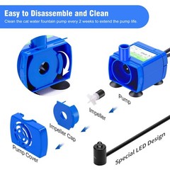 Pet Fountain Pump DC 5V 1.5W, Ultra Quiet Replacement for Cat Drinking Fountain