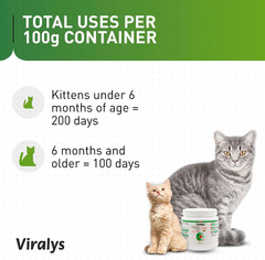 Viralys Daily L-Lysine Powder for Cats and Kittens, Fish Flavored Lysine Supplem