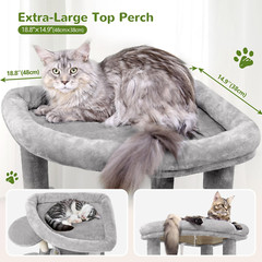 C66 Corner Cat Tree for Large Cats, 66Inch Tall Curved Series Large Cat Tower fo