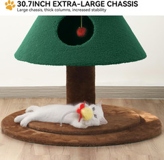 Cozy Christmas Cat Tree Tower with 2 Houses & Plaything for Indoor Cats
