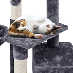 34.5″ H Cat Tree Tower with Condo and Perches, Dark Gray