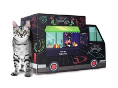 Food Truck Cat House, Scratcher, Catnip Included, Cardboard, Play, Hideaway