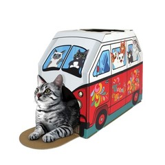 Cat House with Scratcher & Catnip included Retro Van Design 1 Count