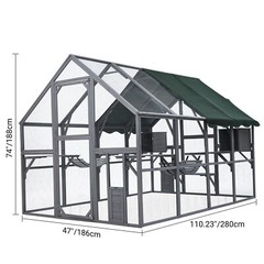 GRAVEE 3-Tier Outdoor Cat House Large Animal Enclosure Half Waterproof Portable