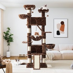 81 Inches Tall Cat Tree/Scratching Post/Wide Base/Leopard Print