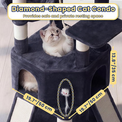 Cat Tree, 81.1-Inch Tall Heavy Duty Cat Tower with Diamond-Shaped Condo for Larg