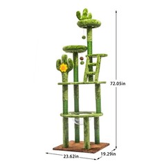 72″Cactus Cat Tree Tall Cat Tower Multi-Level Cat Activity Center for Cats