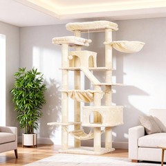 Cat Tree 71-Inch-Tall Tower Indoor Cats W/ 2 Perches 2 Big Condos 2 Hammocks