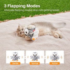 Potaroma Flapping Owl Cat Toys (No Flying), Lifelike Bird 4.0 Inches, White