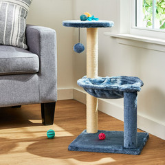 Vibrant Life 3-Level Cat Tower with Hammock, Blue, 26.7″
