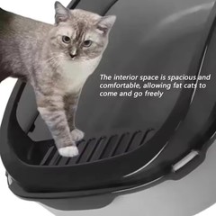 Semi-Enclosed Cat Litter Box with Scoop High Side Splashproof Kitty Toilet