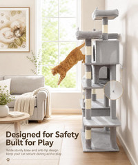 Heavy Duty Cat Tree for Indoor Cat, 71 Inch Large Cat Tower with Scratching Post