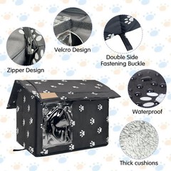 Fhiny Stray Cats Shelter, Waterproof Outdoor Cat House Foldable Warm Pet Cave fo