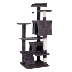 55″ Dark Grey Cat Tree Tower Condo Scrathcher Post Activity Center Playing House