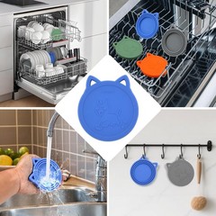 VAYRMEU 4 Pack Pet Food Can Cover Silicone Grey/Green/Blue/Orange