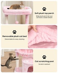 SYANDLVY Small Cat Tree for Indoor Cats, Tower with 29.6″, Pink