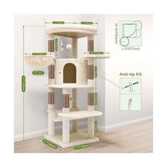 Globlazer Corner Cat Tree, 51in Curved Series Modern Cat Tower for Indoor Cat…