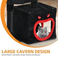 38″ Gothic Cat Tree Tower For Indoor Cats, Cat Tree Tower With Spider Hanging
