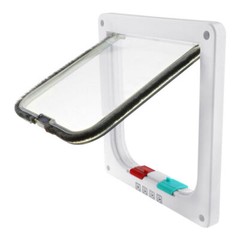 4 Way Pet Door Cat Puppy Dog Magnetic Lock Lockable Flap Door Frame Magnetic ABS