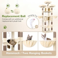 Big Cat Tower Indoor Cats 80inch Cat Tower Multiple Adult Cats XXL Cat Tree W/
