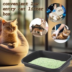 3 Pcs Low Entry Senior Cat Litter Box Extra Large Size Pet Litter Box Low Entry
