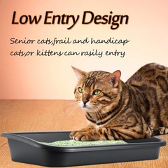 3 Pcs Low Entry Senior Cat Litter Box Extra Large Size Pet Litter Box Low Entry
